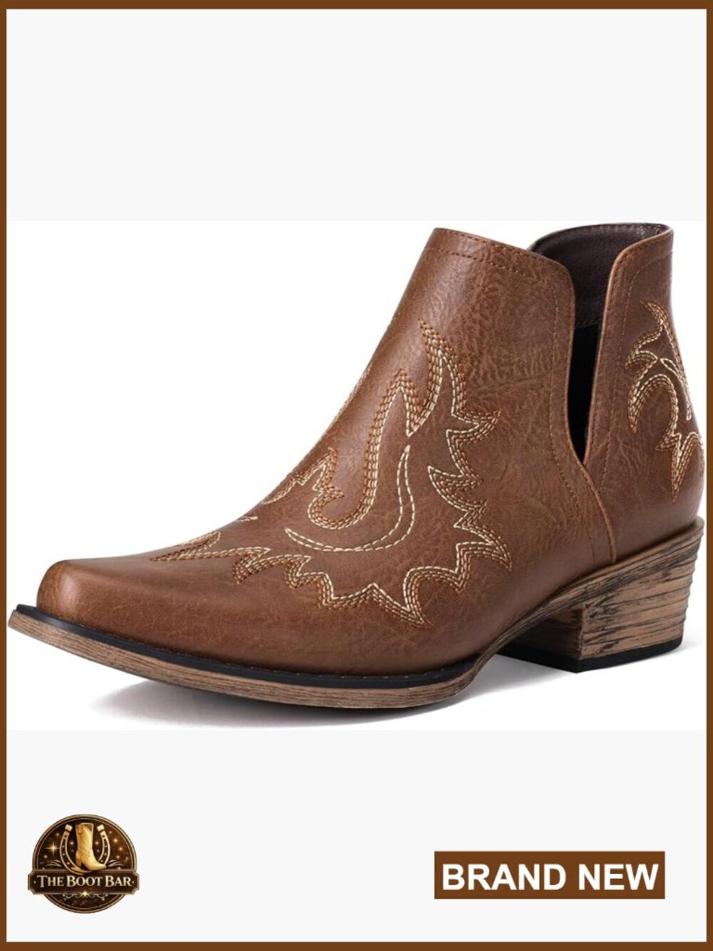 Ankle Cowgirl Booties Chunky Heel Pointed Toe Western Boots